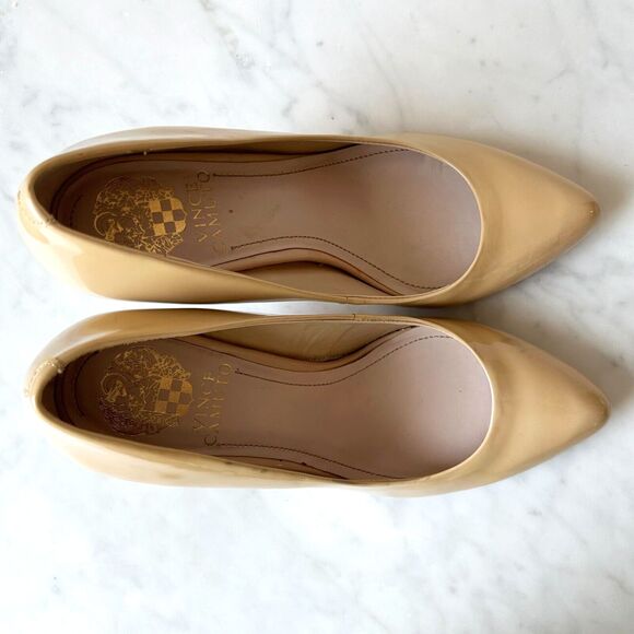 Vince Camuto Womens 6 Beige Patent Leather Pumps Heels - Picture 6 of 10